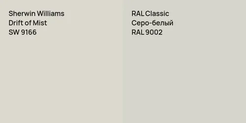 SW 9166 Drift of Mist vs RAL 9002 Серо-белый