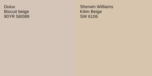 90YR 58/089 Biscuit beige vs SW 6106 Kilim Beige