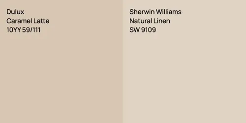 10YY 59/111 Caramel Latte vs SW 9109 Natural Linen