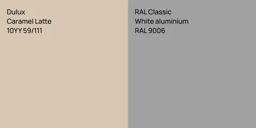 10YY 59/111 Caramel Latte vs RAL 9006  White aluminium