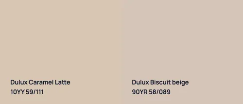 10YY 59/111 Caramel Latte vs 90YR 58/089 Biscuit beige