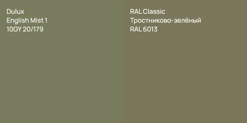 10GY 20/179 English Mist 1 vs RAL 6013 Тростниково-зелёный