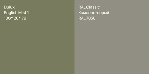 10GY 20/179 English Mist 1 vs RAL 7030 Каменно-серый