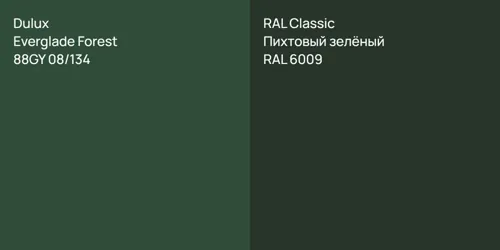 88GY 08/134 Everglade Forest vs RAL 6009 Пихтовый зелёный