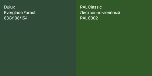 88GY 08/134 Everglade Forest vs RAL 6002 Лиственно-зелёный