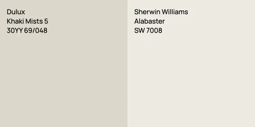 30YY 69/048 Khaki Mists 5 vs SW 7008 Alabaster