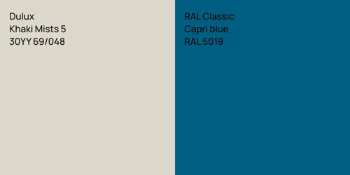 30YY 69/048 Khaki Mists 5 vs RAL 5019  Capri blue