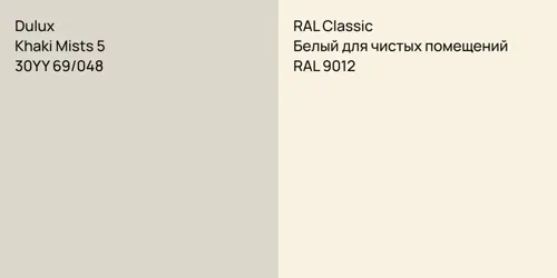 30YY 69/048 Khaki Mists 5 vs RAL 9012 Белый для чистых помещений