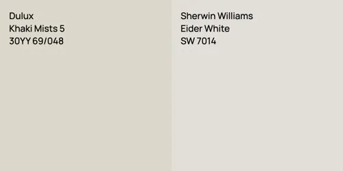30YY 69/048 Khaki Mists 5 vs SW 7014 Eider White