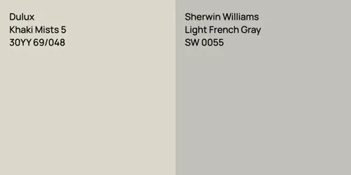 30YY 69/048 Khaki Mists 5 vs SW 0055 Light French Gray