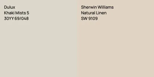 30YY 69/048 Khaki Mists 5 vs SW 9109 Natural Linen