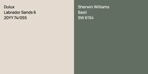 20YY 74/055 Labrador Sands 6 vs SW 6194 Basil