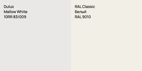 10RR 83/009 Mallow White vs RAL 9010 Белый