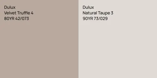 80YR 42/073 Velvet Truffle 4 vs 90YR 73/029 Natural Taupe 3