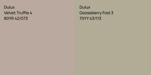 80YR 42/073 Velvet Truffle 4 vs 70YY 43/113 Gooseberry Fool 3