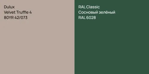 80YR 42/073 Velvet Truffle 4 vs RAL 6028 Сосновый зелёный