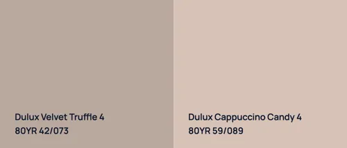 80YR 42/073 Velvet Truffle 4 vs 80YR 59/089 Cappuccino Candy 4