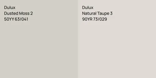 50YY 63/041 Dusted Moss 2 vs 90YR 73/029 Natural Taupe 3