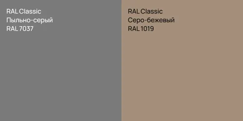 RAL 7037 Пыльно-серый vs RAL 1019 Серо-бежевый
