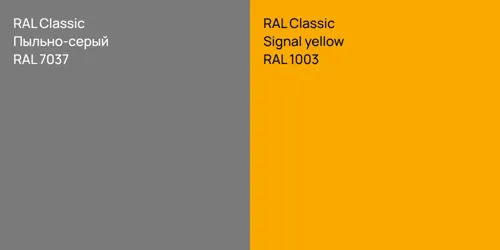 RAL 7037 Пыльно-серый vs RAL 1003  Signal yellow