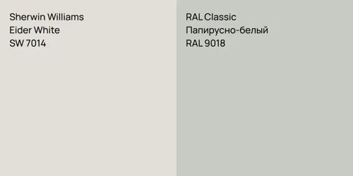 SW 7014 Eider White vs RAL 9018 Папирусно-белый