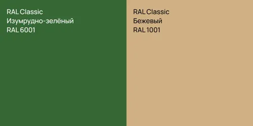 RAL 6001 Изумрудно-зелёный vs RAL 1001 Бежевый