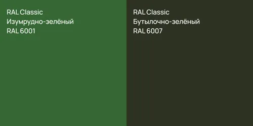 RAL 6001 Изумрудно-зелёный vs RAL 6007 Бутылочно-зелёный