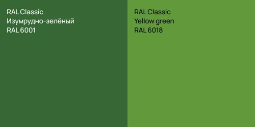 RAL 6001 Изумрудно-зелёный vs RAL 6018  Yellow green
