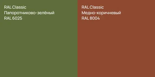 RAL 6025 Папоротниково-зелёный vs RAL 8004 Медно-коричневый