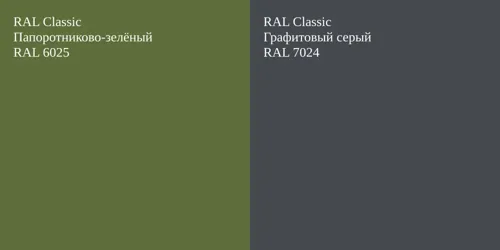 RAL 6025 Папоротниково-зелёный vs RAL 7024 Графитовый серый