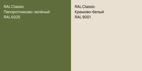 RAL 6025 Папоротниково-зелёный vs RAL 9001 Кремово-белый