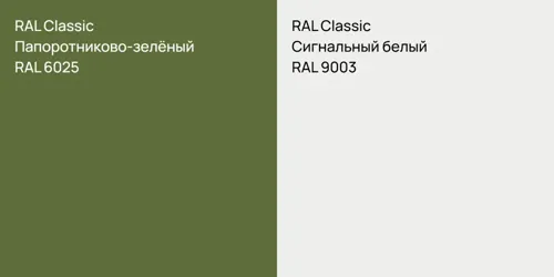 RAL 6025 Папоротниково-зелёный vs RAL 9003 Сигнальный белый