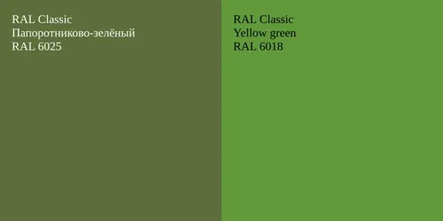 RAL 6025 Папоротниково-зелёный vs RAL 6018  Yellow green