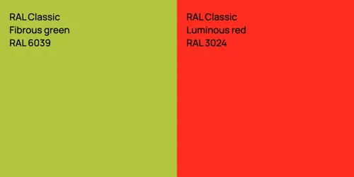 RAL 6039  Fibrous green vs RAL 3024  Luminous red