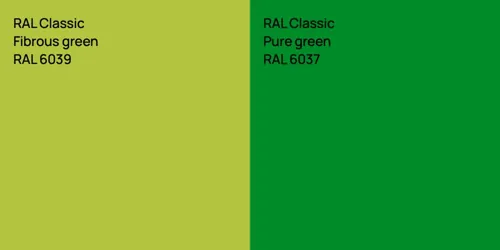 RAL 6039  Fibrous green vs RAL 6037  Pure green