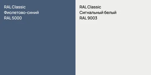RAL 5000 Фиолетово-синий vs RAL 9003 Сигнальный белый