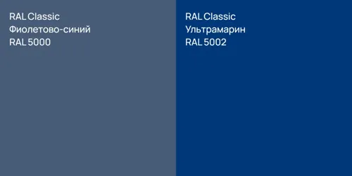 RAL 5000 Фиолетово-синий vs RAL 5002 Ультрамарин
