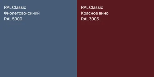 RAL 5000 Фиолетово-синий vs RAL 3005 Красное вино