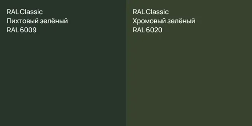 RAL 6009 Пихтовый зелёный vs RAL 6020 Хромовый зелёный