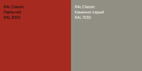 RAL 3000  Flame red vs RAL 7030 Каменно-серый