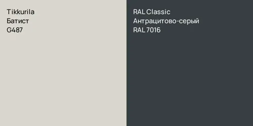 G487 Батист vs RAL 7016 Антрацитово-серый