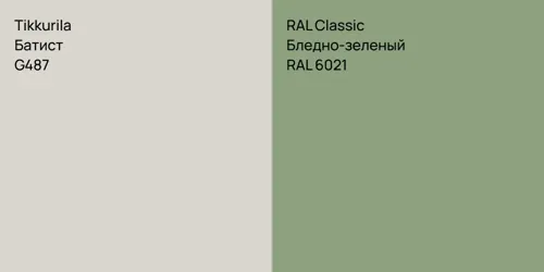 G487 Батист vs RAL 6021 Бледно-зеленый