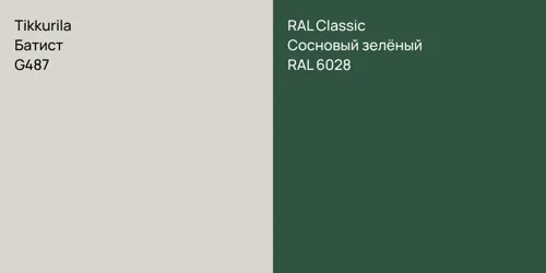 G487 Батист vs RAL 6028 Сосновый зелёный