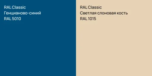 RAL 5010 Генцианово-синий vs RAL 1015 Светлая слоновая кость