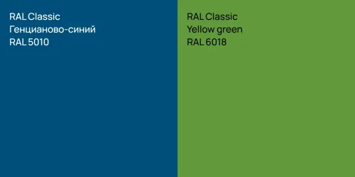 RAL 5010 Генцианово-синий vs RAL 6018  Yellow green