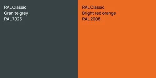 RAL 7026  Granite grey vs RAL 2008  Bright red orange