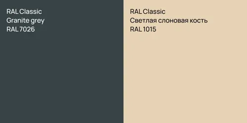 RAL 7026  Granite grey vs RAL 1015 Светлая слоновая кость