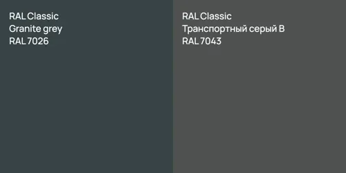 RAL 7026  Granite grey vs RAL 7043 Транспортный серый B