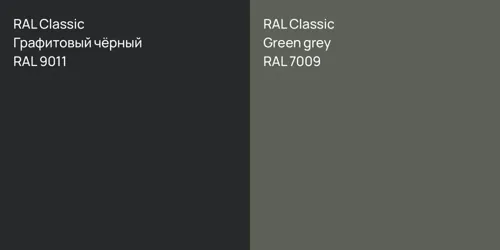 RAL 9011 Графитовый чёрный vs RAL 7009  Green grey