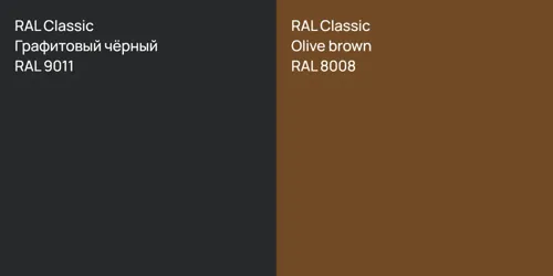 RAL 9011 Графитовый чёрный vs RAL 8008  Olive brown